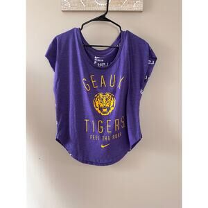 Nike LSU GEAUX Tigers College Logo Purple Muscle Tee T-shirt